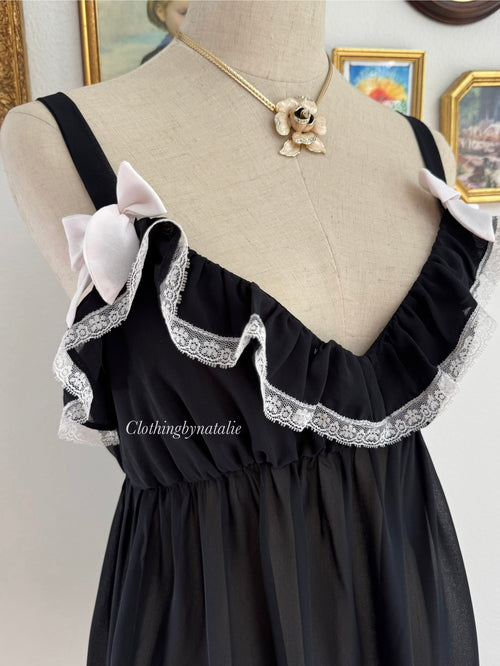 Flora Black Chiffon Babydoll size M