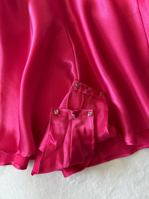 Vintage Fuchsia Satin Teddy (L)