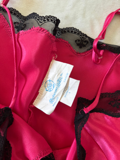 Vintage Fuchsia Satin Teddy (L)