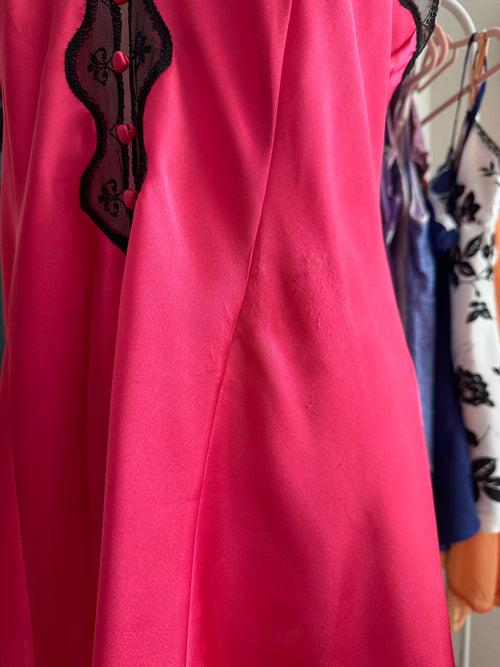 Vintage Fuchsia Satin Teddy (L)