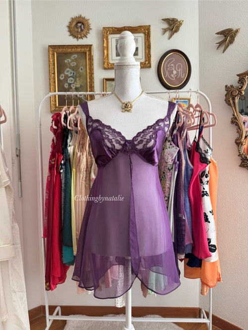 Purple Chiffon Babydoll (L)