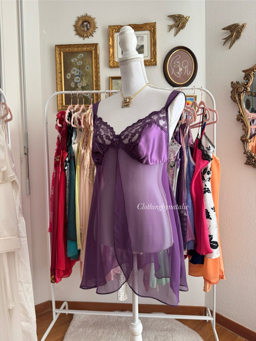 Purple Chiffon Babydoll (L)