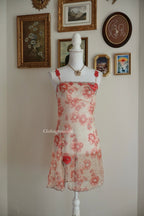 Venus Orange Floral Mesh Slip Dress (S)