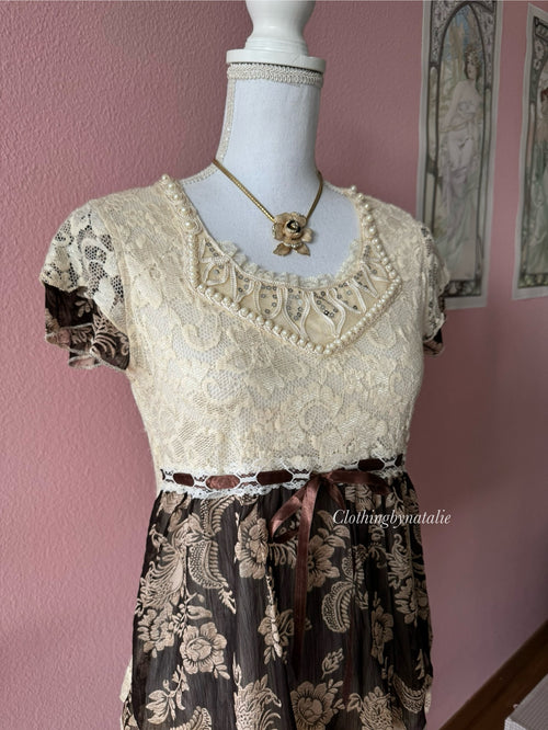 Y2K Lace Chiffon Blouse (S)