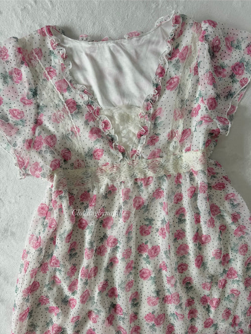 Japanese Floral Chiffon Blouse (M)