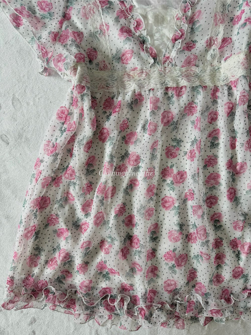 Japanese Floral Chiffon Blouse (M)