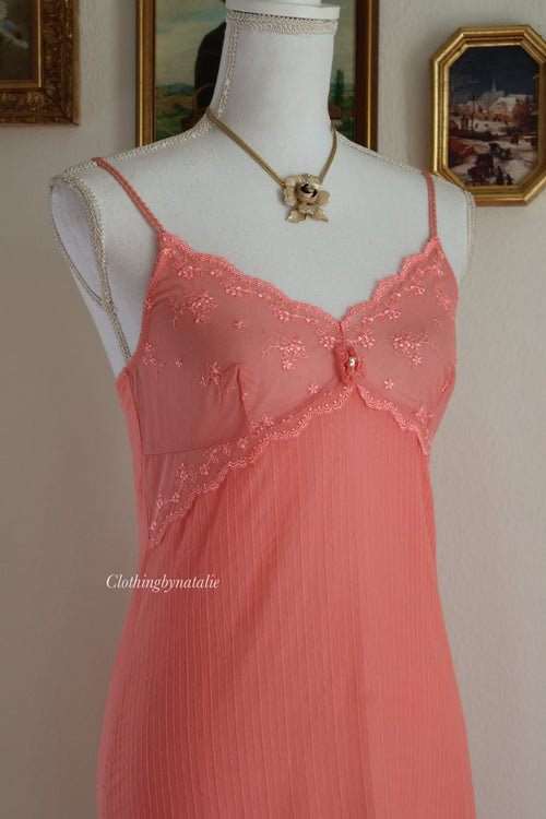 Venus Burnt Orange Mesh Slip Dress (S/M)