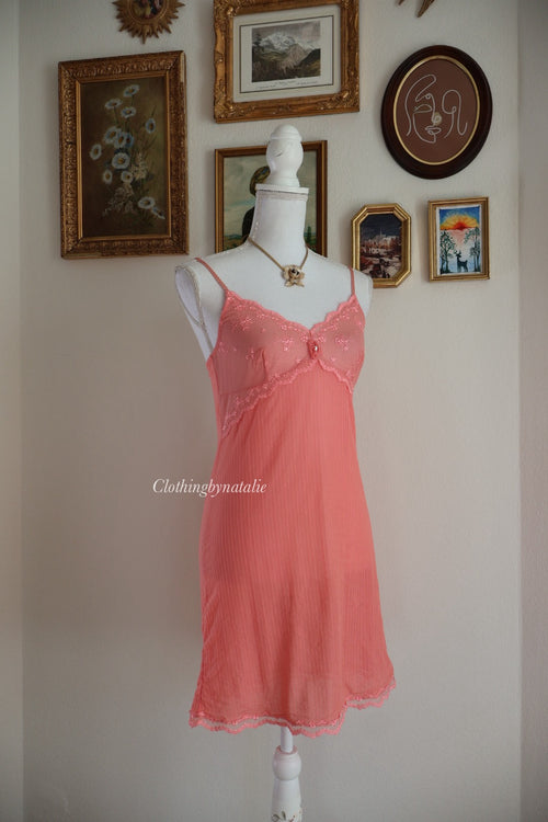 Venus Burnt Orange Mesh Slip Dress (S/M)