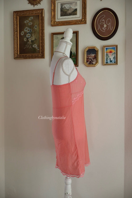 Venus Burnt Orange Mesh Slip Dress (S/M)
