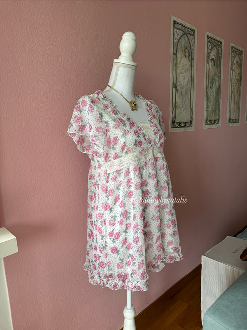 Japanese Floral Chiffon Blouse (M)
