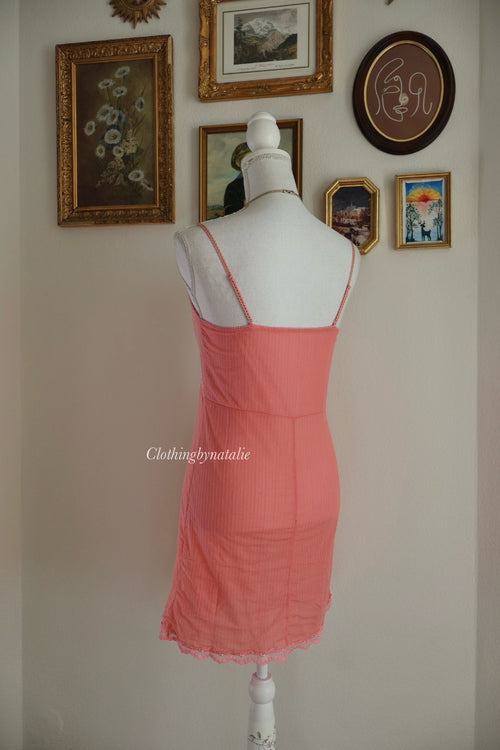Venus Burnt Orange Mesh Slip Dress (S/M)