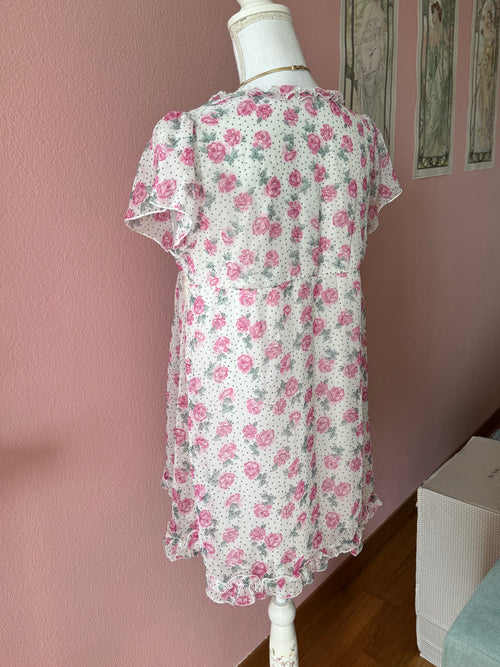 Japanese Floral Chiffon Blouse (M)