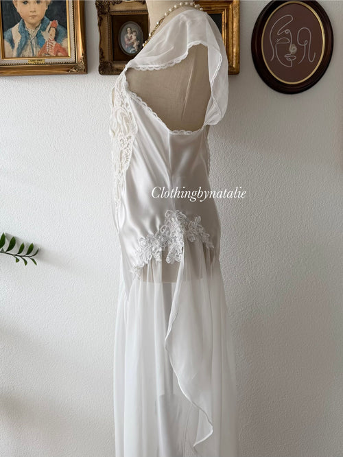 Pauline’s Crousseau Bridal Drop Waist Peignoir Set Size M/ small L
