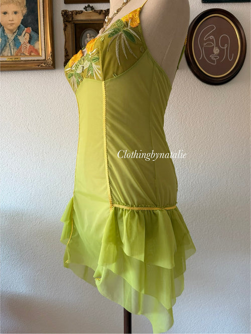 Fairy Green Sheer Mesh Mini Dress size S