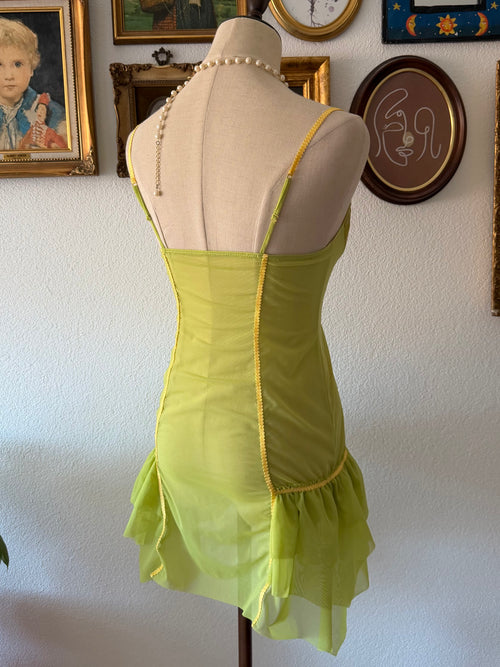 Fairy Green Sheer Mesh Mini Dress size S