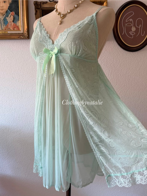 Green Sheer Mesh Babydoll size M