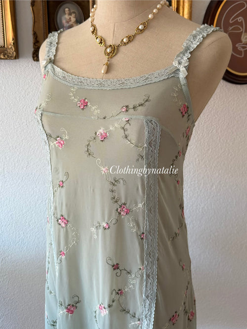 Embroidery Green Mesh Slip size S