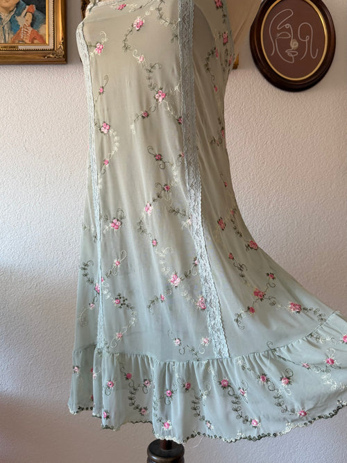 Embroidery Green Mesh Slip size S