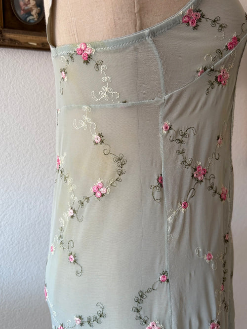 Embroidery Green Mesh Slip size S