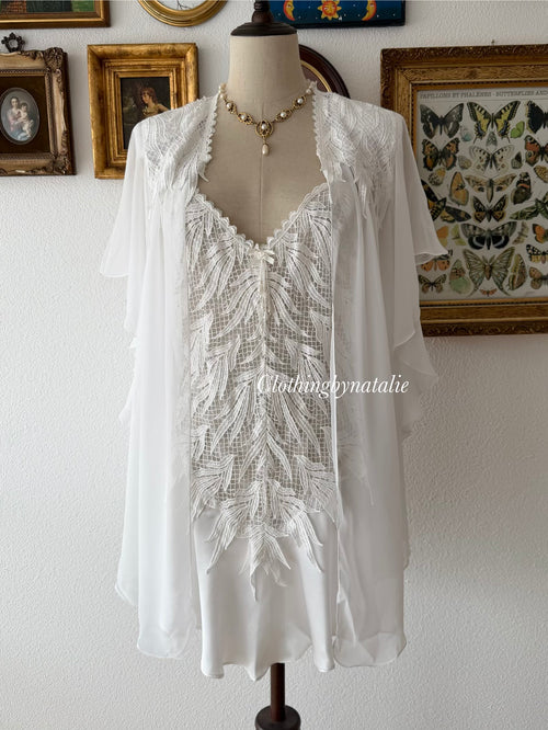 Flora Nikrooz Mini Bridal Peignoir Set Size S