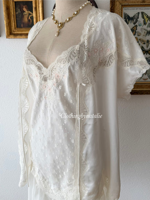 Sara Beth Bridal Satin Peignoir Set Size S