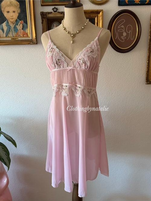 Romantic Pink Chiffon Babydoll size M