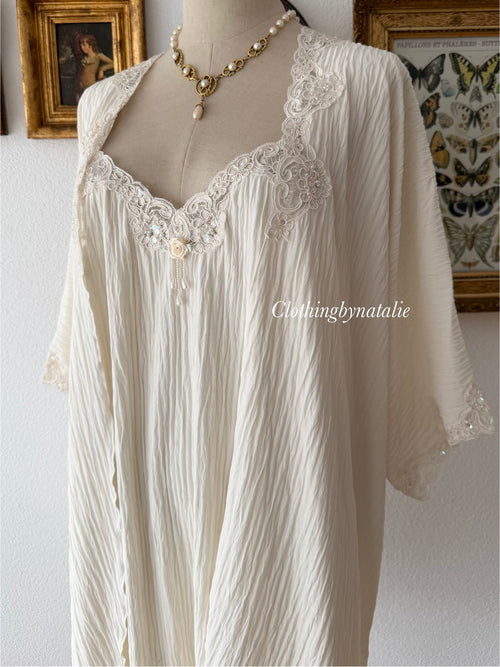 Shadow Line Jersey Peignoir Set Size L