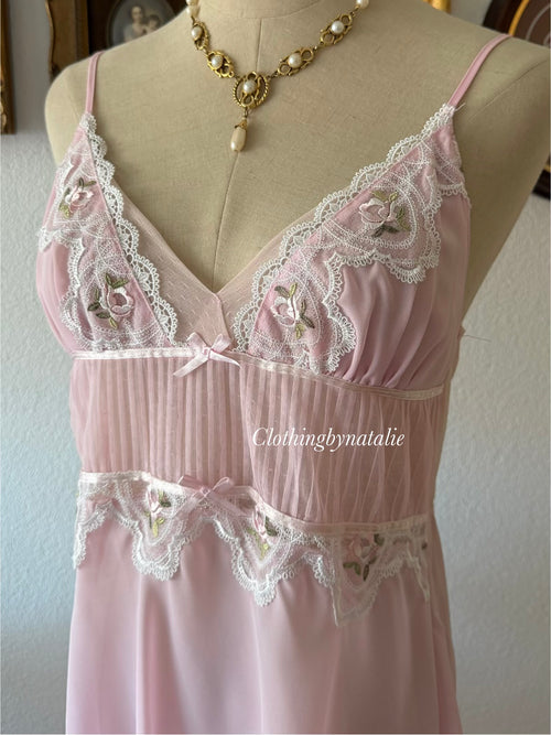 Romantic Pink Chiffon Babydoll size M