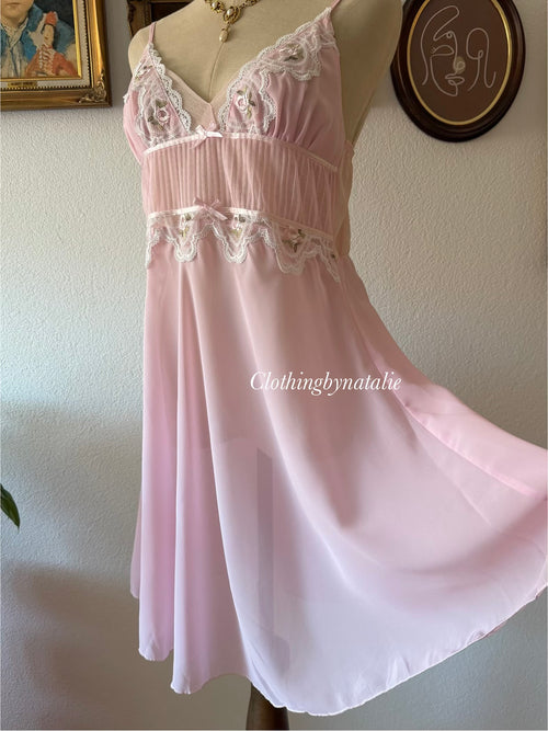 Romantic Pink Chiffon Babydoll size M