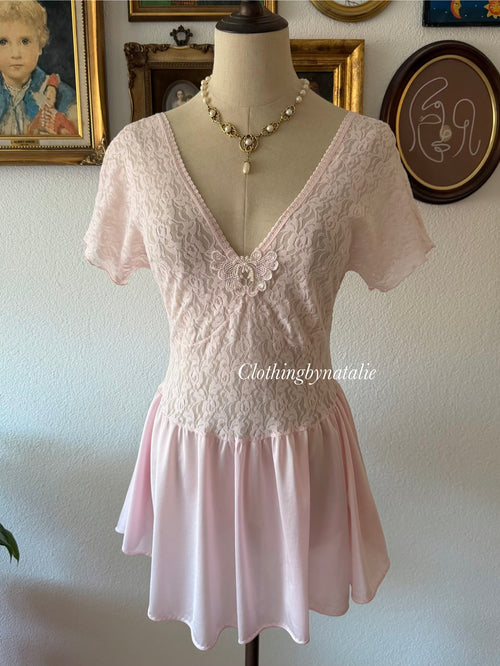 Ashley Taylor Pink Nylon Babydoll size M
