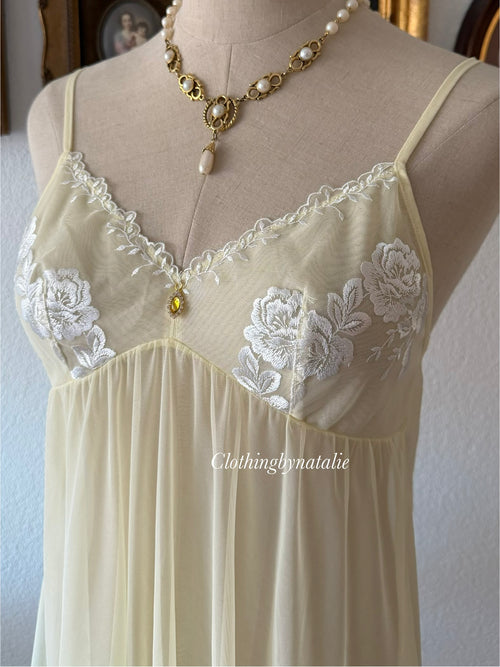 Romantic Yellow Sheer Mesh Nightgown size S/small M