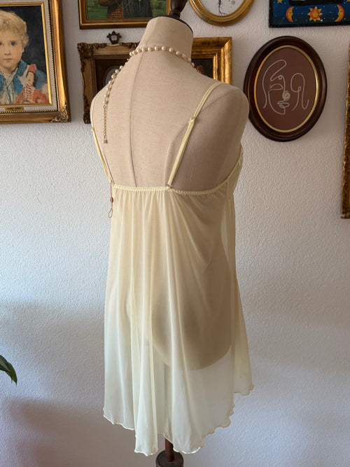 Romantic Yellow Sheer Mesh Nightgown size S/small M