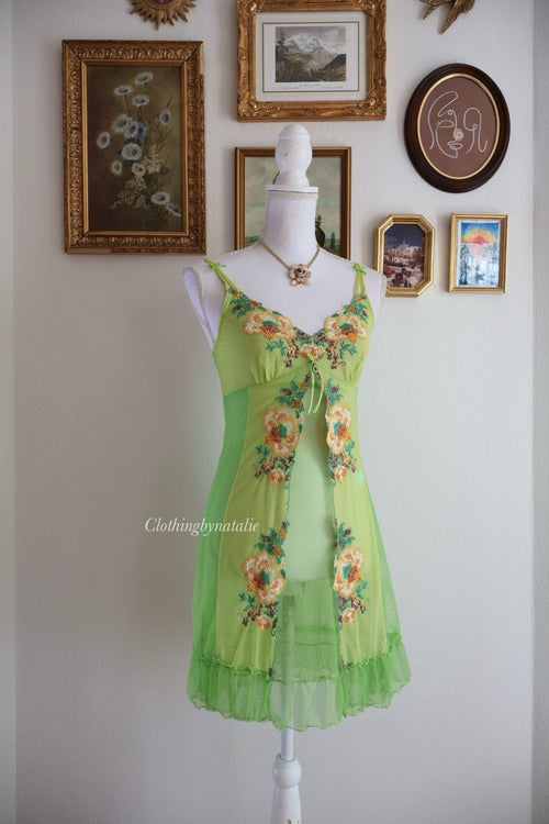 Embroidery Fairy Mesh Slip Dress (S)