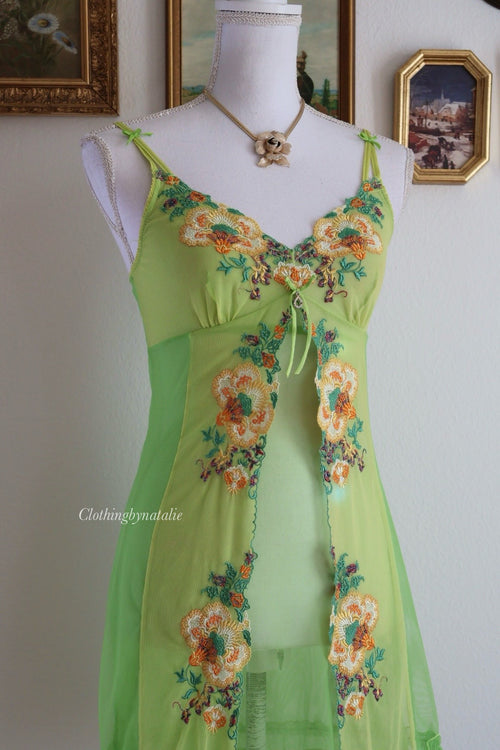 Embroidery Fairy Mesh Slip Dress (S)