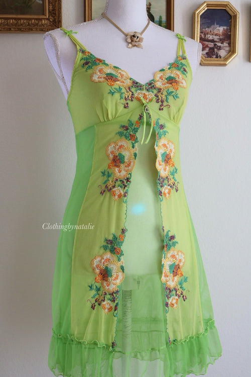 Embroidery Fairy Mesh Slip Dress (S)