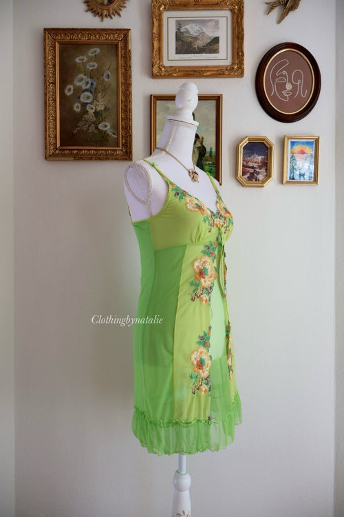 Embroidery Fairy Mesh Slip Dress (S)
