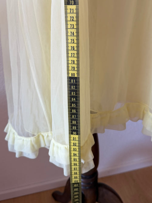 Vintage Yellow Nylon Nightgown size M