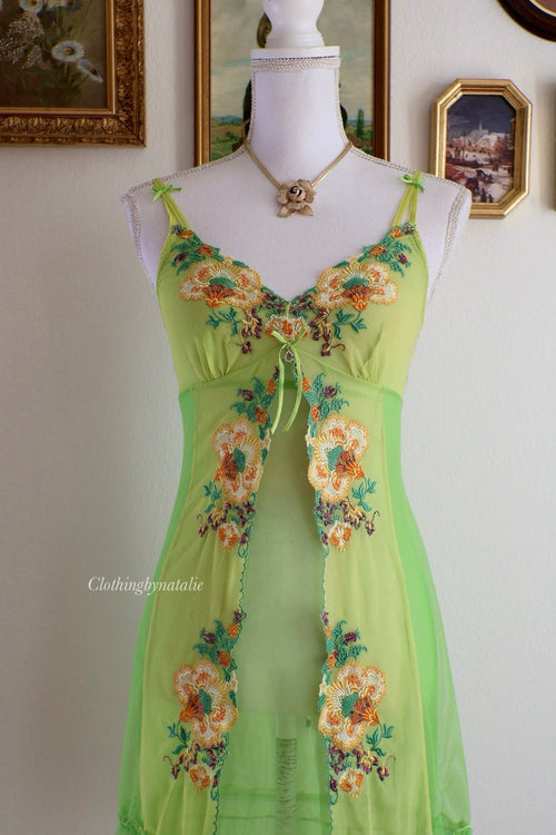 Embroidery Fairy Mesh Slip Dress (S)