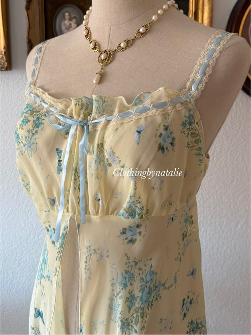 Vintage Yellow Sheer Chiffon Lounge Set size M