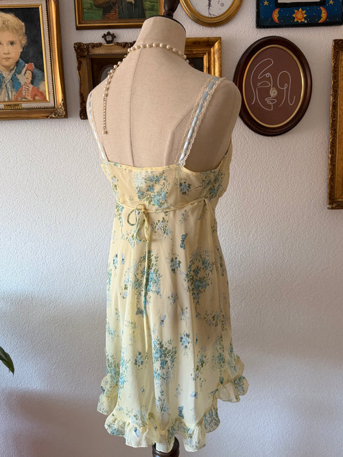 Vintage Yellow Sheer Chiffon Lounge Set size M