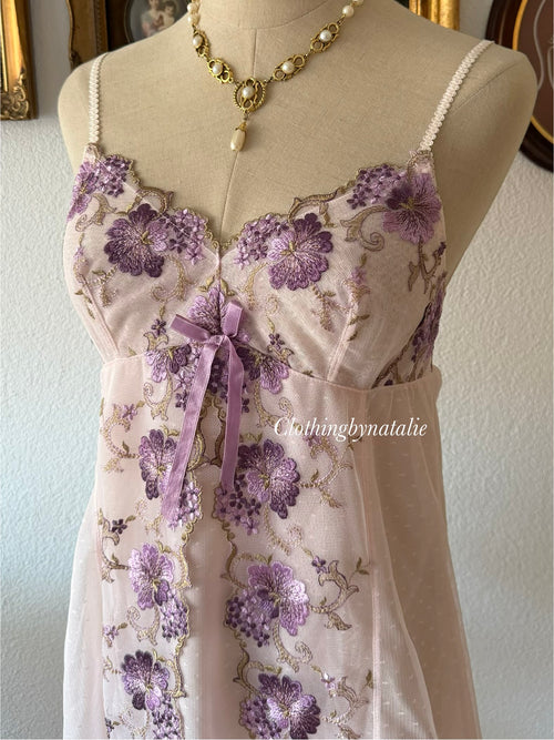 Embroidery Lila Mesh Mini Dress size S/small M