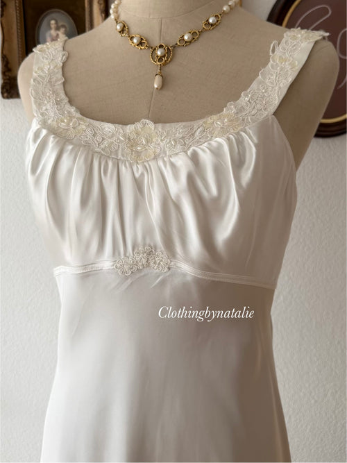 Linea Donatella Maxi White Satin Dress Size M