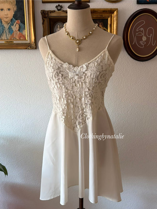 Val Mode White Lace Babydoll size M