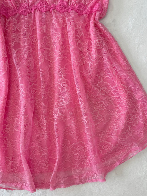Coquette Pink Lace Babydoll (M)