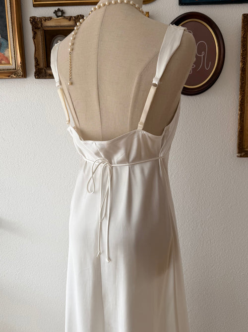 Linea Donatella Maxi White Satin Dress Size M