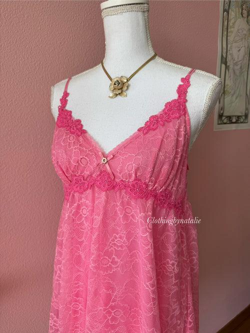 Coquette Pink Lace Babydoll (M)