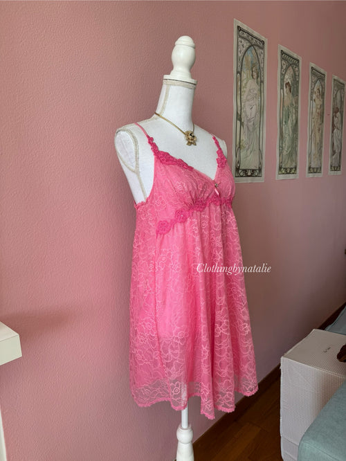 Coquette Pink Lace Babydoll (M)