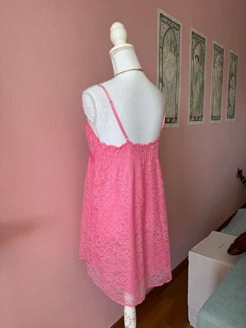 Coquette Pink Lace Babydoll (M)