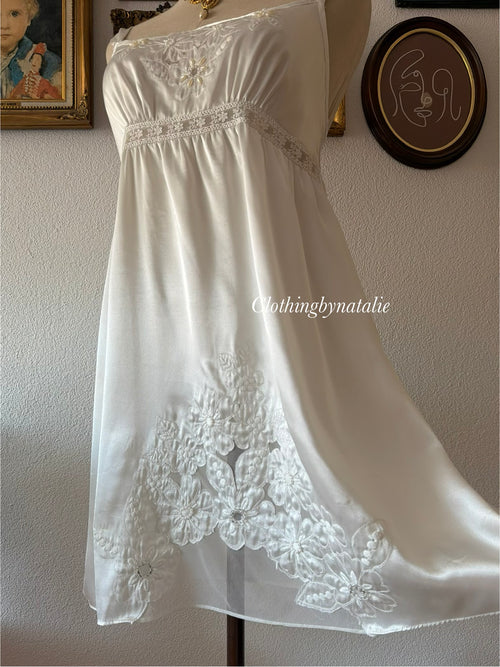 Morgan Taylor White Satin Babydoll size S/small M