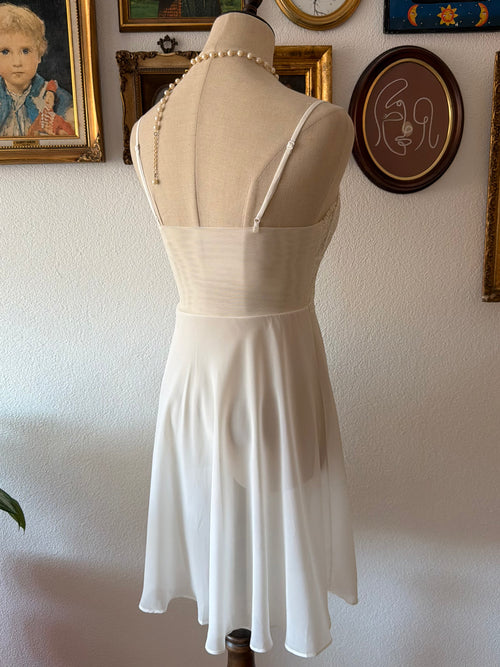 Butterfly Lace Chiffon White Slip Size S